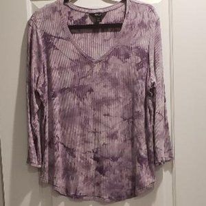 Simply Vera/Vera Wang XXL Purple Tie-Dye Long Sleeve V-neck Tee